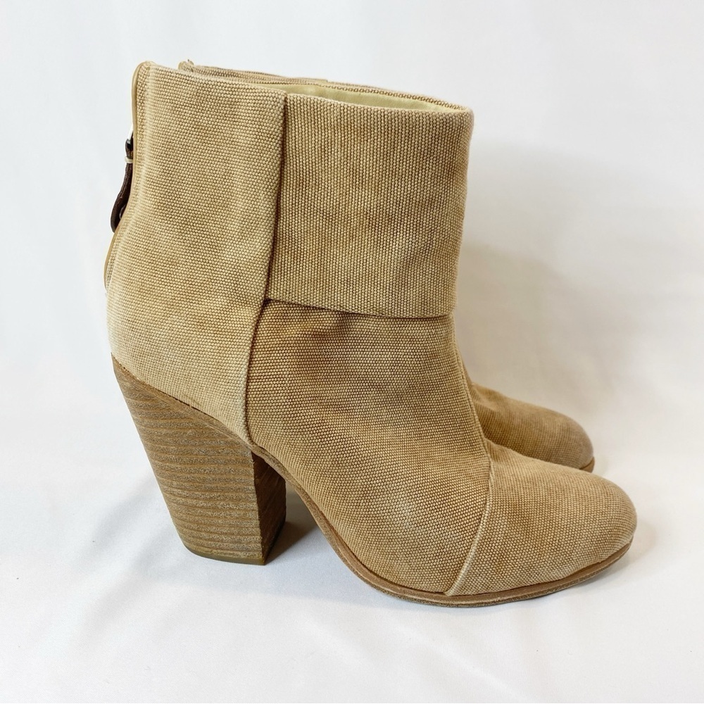Rag & Bone Boot Bootie Newbury Classic Canvas size 9.5 Khaki Tan Beige Heels